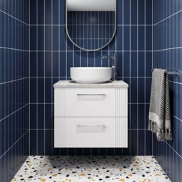 Balterley 2 Drawer Wall Hung Vanity Unit Grey Laminate Worktop, White 600mm - thumbnail 8