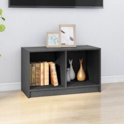 Berkfield Home TV Cabinet Grey 70x33x42 cm Solid Pinewood - Size: 70 x 33 x 42 cm - thumbnail 3