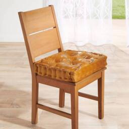 Eldo Gold Velvet Chair Booster Cushion, 10cm Extra Padding in Orange