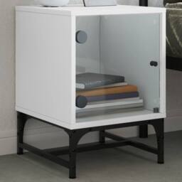 Berkfield Home Bedside Cabinets with Glass Doors 2 pcs White 35x37x50 cm - Size: 35 x 37 x 50 cm - thumbnail 3