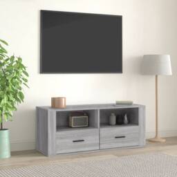 Berkfield Home TV Cabinet Grey Sonoma 100x35x40 cm Engineered Wood - Size: 100 x 35 x 40 cm - thumbnail 2
