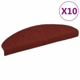 Berkfield Home Self-adhesive Stair Mats 10 pcs Red 65x21x4 cm Needle Punch - Size: Medium - thumbnail 2