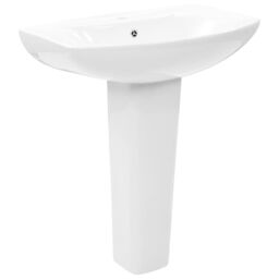 Berkfield Home Freestanding Basin with Pedestal Ceramic White 650x520x200 mm - thumbnail 2