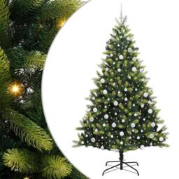 Berkfield Home Realistic Artificial Hinged Christmas Tree 300 LEDs Green 210 cm - thumbnail 3