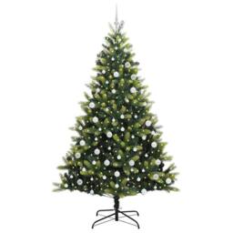 Berkfield Home Realistic Artificial Hinged Christmas Tree 300 LEDs Green 210 cm - thumbnail 1