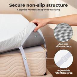 VOGREX King 4 Inch Cooling Memory Foam Non Slip Mattress Topper in White - thumbnail 3