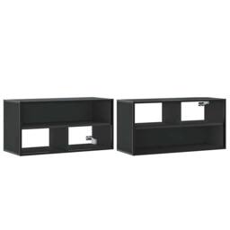 Berkfield Home TV Cabinet Black 80x31x39.5 cm Engineered Wood & Metal - thumbnail 7