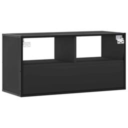Berkfield Home TV Cabinet Black 80x31x39.5 cm Engineered Wood & Metal - thumbnail 6