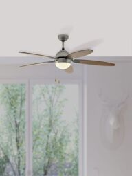 Loops Remote Control Ceiling Fan & Light Satin Nickel Steel 1 x 60W E14 Bulb in Metallics - thumbnail 3