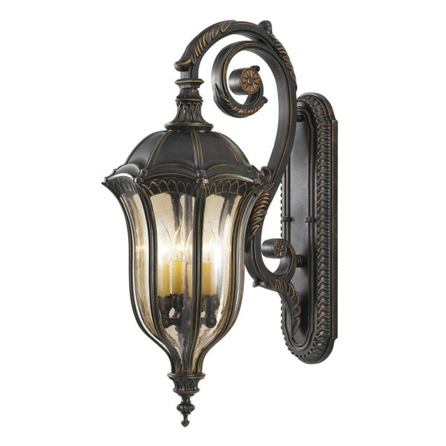 Loops Outdoor IP44 4Wall Light Sconce ScrolLED Up & Over Arm Walnut LED E14 60W