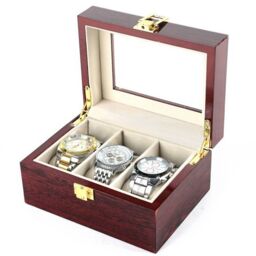 Xample 3/10/12 Watches Display Case Jewelry Collection Storage Organizer Leather Box in Maroon - Size: Large - thumbnail 2