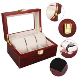 Xample 3/10/12 Watches Display Case Jewelry Collection Storage Organizer Leather Box in Maroon - Size: Large - thumbnail 5