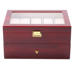 Xample 3/10/12 Watches Display Case Jewelry Collection Storage Organizer Leather Box in Maroon - Size: Large - thumbnail 7