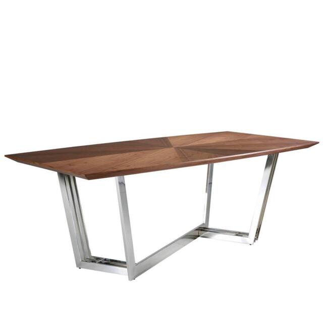 Angel Cerda Oval Walnut Dining Table with Chrome Legs 220x110x77 in Brown - image 1