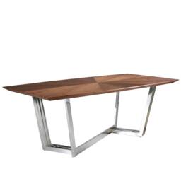 Angel Cerda Oval Walnut Dining Table with Chrome Legs 220x110x77 in Brown - thumbnail 1