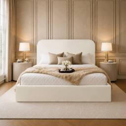 Desire Deco Plush Velvet Elysium Upholstered Bed Frame in Cream - Size: Double - thumbnail 2