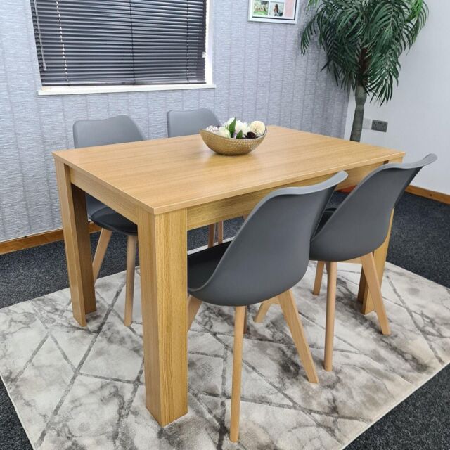 KOSY KOALA Kitchen Dining Table With 4 Chairs Dining Room Furniture in Dark Grey - image 1