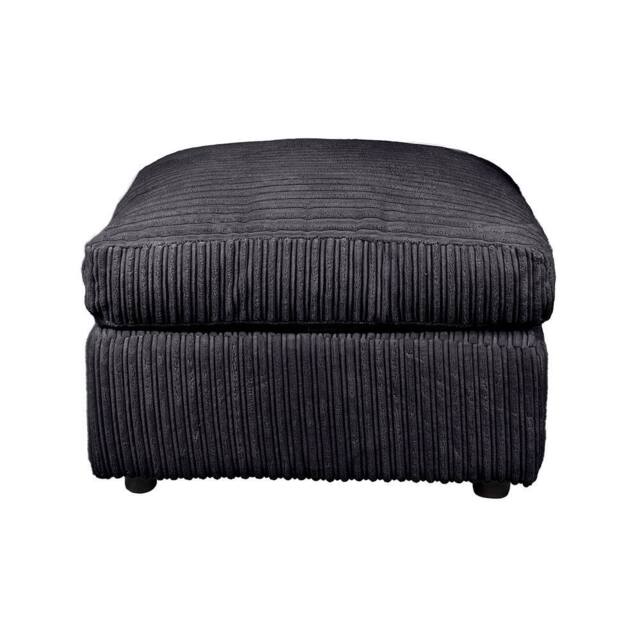 LUXURY LIFE Amalfi Jumbo Cord Fabric Footstool in Black - image 1
