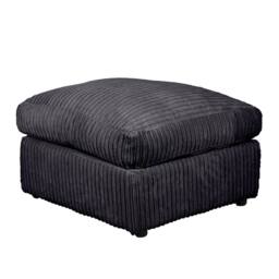 LUXURY LIFE Amalfi Jumbo Cord Fabric Footstool in Black - thumbnail 2