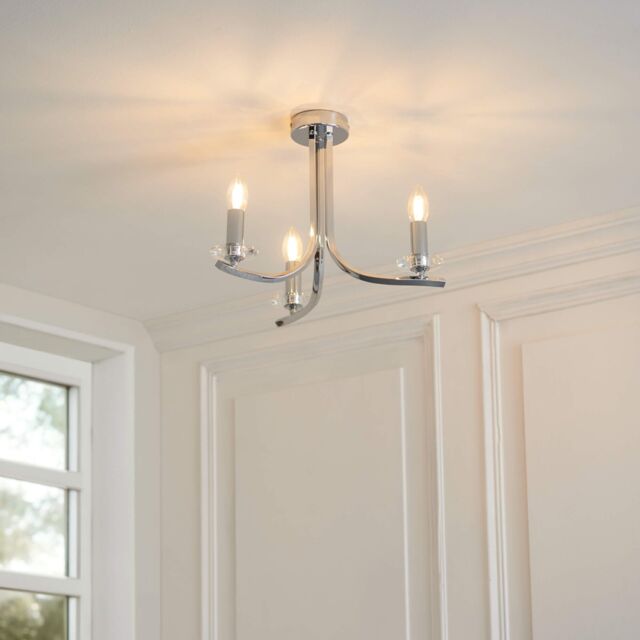 Pagazzi Morden 3 Light Polished Chrome Semi Flush Ceiling Light in Silver - image 1