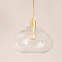 ValueLights Corinne Twill Spiral Glass 3 Drop Brushed Gold Diner Ceiling Pendant Light in Clear - thumbnail 4