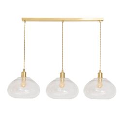 ValueLights Corinne Twill Spiral Glass 3 Drop Brushed Gold Diner Ceiling Pendant Light in Clear - thumbnail 2