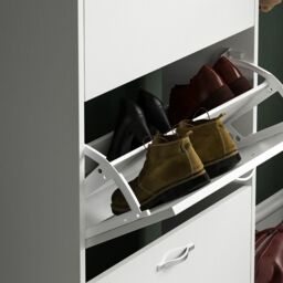 Home Discount Vida Designs 3 Drawer Shoe Storage Cabinet Rack Organizer in White - thumbnail 4