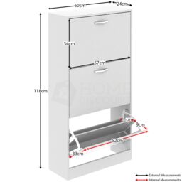 Home Discount Vida Designs 3 Drawer Shoe Storage Cabinet Rack Organizer in White - thumbnail 2