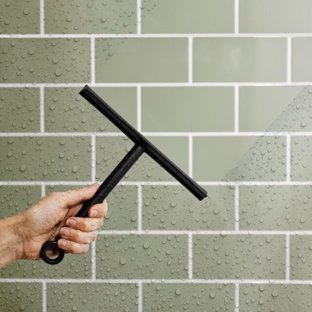 mysmartbuy Set of 2 Shower & Tile Squeegees with Suction Hangers - Bathroom Cleaning Squeegee Wiper Tool for Glass or Smooth Tiled Surfaces in Black - image 1