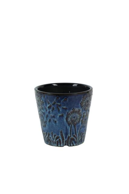 KDMD Ice Blue Hortus Cairns Stamped Pot 13x12.5cm in Dark Blue - Size: 13x12.5 cm - image 1