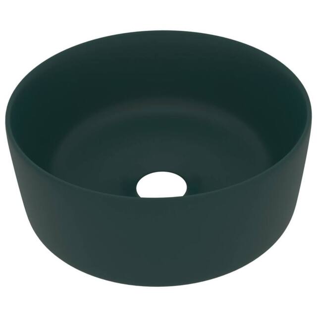 Berkfield Home Luxury Wash Basin Round Matt Dark Green 40x15 cm Ceramic - image 1