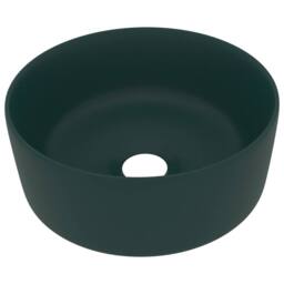 Berkfield Home Luxury Wash Basin Round Matt Dark Green 40x15 cm Ceramic