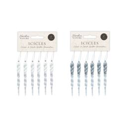 Garden Greatness Set Of 12 Icicle Glitter Hanging Decoration in White - Size: 1 Pack - thumbnail 1