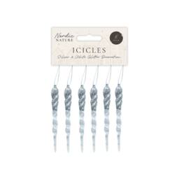 Garden Greatness Set Of 12 Icicle Glitter Hanging Decoration in White - Size: 1 Pack - thumbnail 3