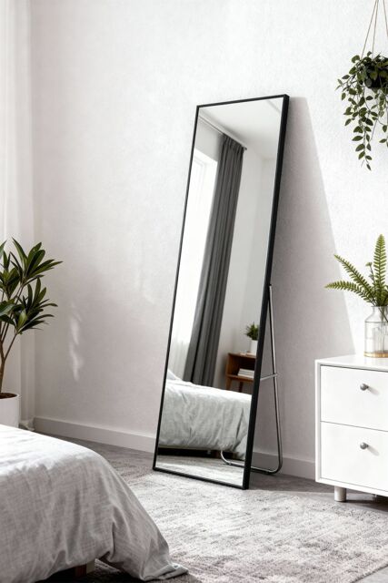 Living and Home 40x150cm Slim Design Metal Frame Full Length Mirror - Wall Mounted/Floor Standing for Home & Fashion Boutiques - Size: 40x150 cm - image 1