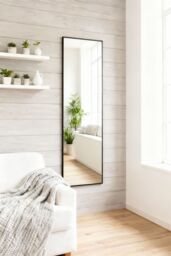 Living and Home 40x150cm Slim Design Metal Frame Full Length Mirror - Wall Mounted/Floor Standing for Home & Fashion Boutiques - Size: 40x150 cm - thumbnail 2