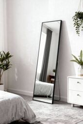 Living and Home 40x150cm Slim Design Metal Frame Full Length Mirror - Wall Mounted/Floor Standing for Home & Fashion Boutiques - Size: 40x150 cm - thumbnail 1