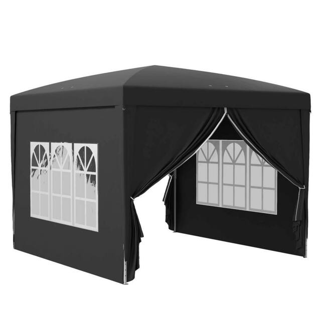 Matteo 3x3m Pop Up Gazebo, Water & UV Resistant Party Tent, Black - image 1