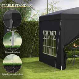 Matteo 3x3m Pop Up Gazebo, Water & UV Resistant Party Tent, Black - thumbnail 6