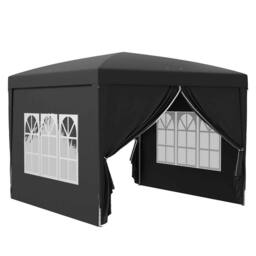 Matteo 3x3m Pop Up Gazebo, Water & UV Resistant Party Tent, Black - thumbnail 1