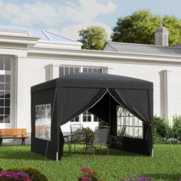 Matteo 3x3m Pop Up Gazebo, Water & UV Resistant Party Tent, Black - thumbnail 2
