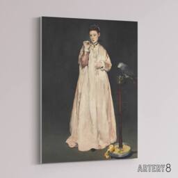 "Artery8 Young Lady With a Parrot Portrait Manet Vintage Canvas Wall Art in Grey - Size: W18"" x H24""" - thumbnail 2