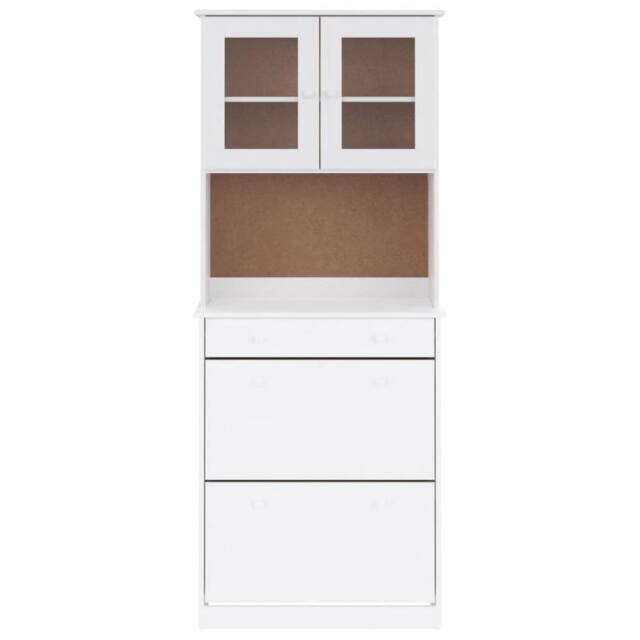 Berkfield Home Highboard ALTA White 77x35x188cm Solid Wood Pine - Size: 77 x 35 x 188 cm - image 1