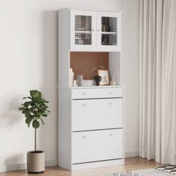 Berkfield Home Highboard ALTA White 77x35x188cm Solid Wood Pine - Size: 77 x 35 x 188 cm - thumbnail 2