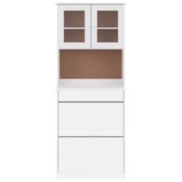 Berkfield Home Highboard ALTA White 77x35x188cm Solid Wood Pine - Size: 77 x 35 x 188 cm - thumbnail 1