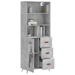 Berkfield Home Highboard Concrete Grey 69.5x34x180 cm Engineered Wood - thumbnail 3