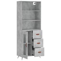 Berkfield Home Highboard Concrete Grey 69.5x34x180 cm Engineered Wood - thumbnail 4