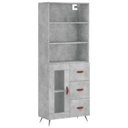 Berkfield Home Highboard Concrete Grey 69.5x34x180 cm Engineered Wood - thumbnail 1