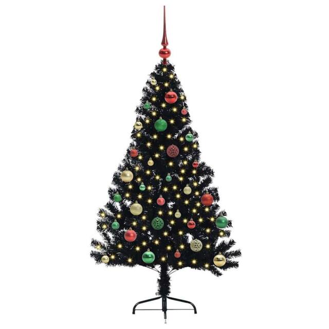 Berkfield Home Beautiful Artificial Pre-lit Christmas Tree Black 150 cm PVC - image 1