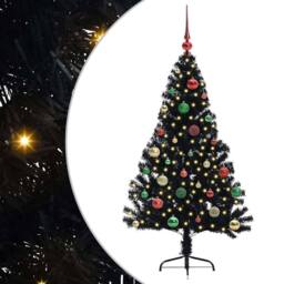 Berkfield Home Beautiful Artificial Pre-lit Christmas Tree Black 150 cm PVC - thumbnail 3